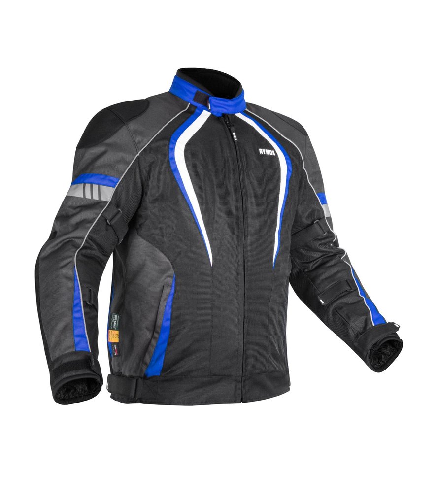 Rynox Tornado Pro V3 Riding Jacket - Black Blue (With Rain & Thermal ...