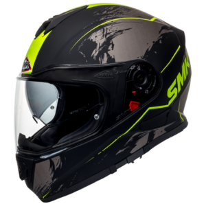 SMK Helmet Twister Wraith Gloss Black Grey Fluorescent Yellow (GL264)