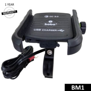 BOBO BM1 Jaw-Grip Bike Phone Holder (with fast USB 3.0 charger) Motorcycle Mobile Mount