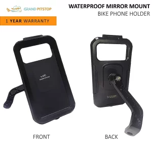 GrandPitstop Mirror Mount Fully Waterproof Bike / Motorcycle / Scooter Mobile Phone Holder Mount without Charger