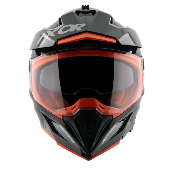 Axor X-Cross Dual Visor Helmet - Gloss Black Orange - Image 2