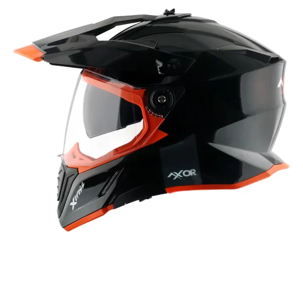 Axor X-Cross Dual Visor Helmet - Gloss Black Orange - Image 3