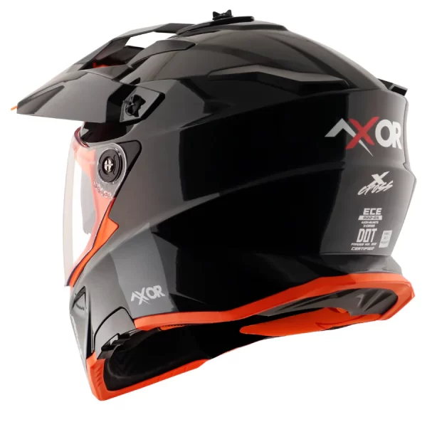 Axor X-Cross Dual Visor Helmet - Gloss Black Orange - Image 9