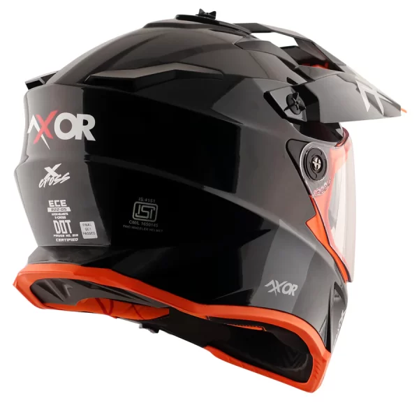 Axor X-Cross Dual Visor Helmet - Gloss Black Orange - Image 4