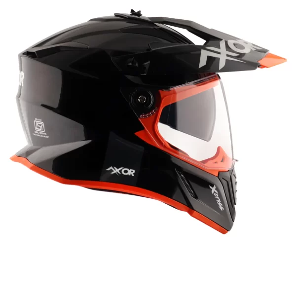 Axor X-Cross Dual Visor Helmet - Gloss Black Orange - Image 8