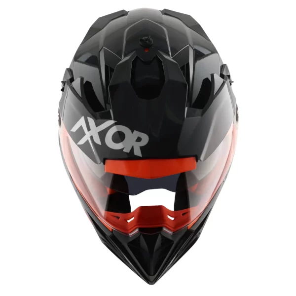 Axor X-Cross Dual Visor Helmet - Gloss Black Orange - Image 6