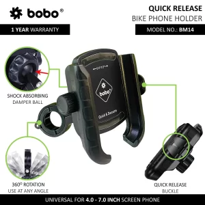 Bobo BM14 Quick Release Enhanced Bobo BM4 Motorcycle Mobile Mount