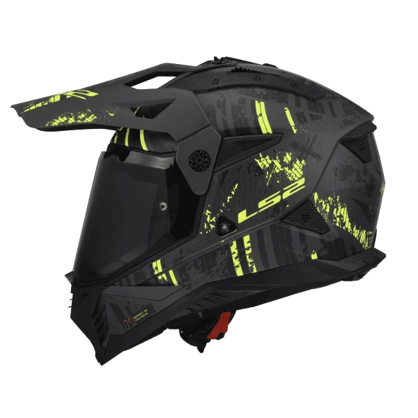 LS2 MX436 Pioneer II Crazy Matt Black Hi-Viz Yellow-06 - Image 2