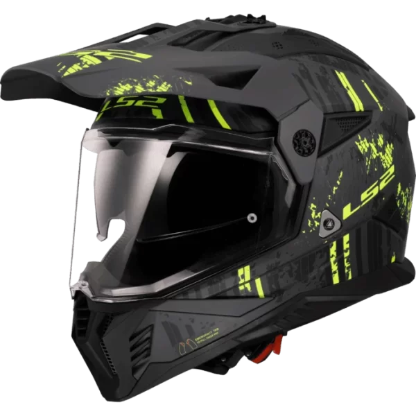 LS2 MX436 Pioneer II Crazy Matt Black Hi-Viz Yellow-06
