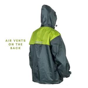 Mototech Hurricane Air TourPro Waterproof Rain Overjacket – Grey+Green