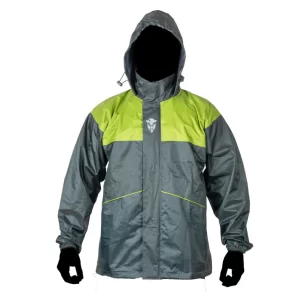 Mototech Hurricane Air TourPro Waterproof Rain Overjacket – Grey+Green