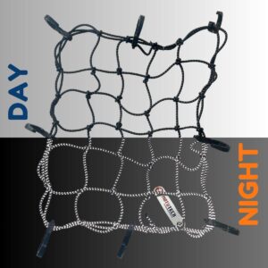 Mototech Reflective Flexi Hook Bungee Net – 15″x12″ – Black
