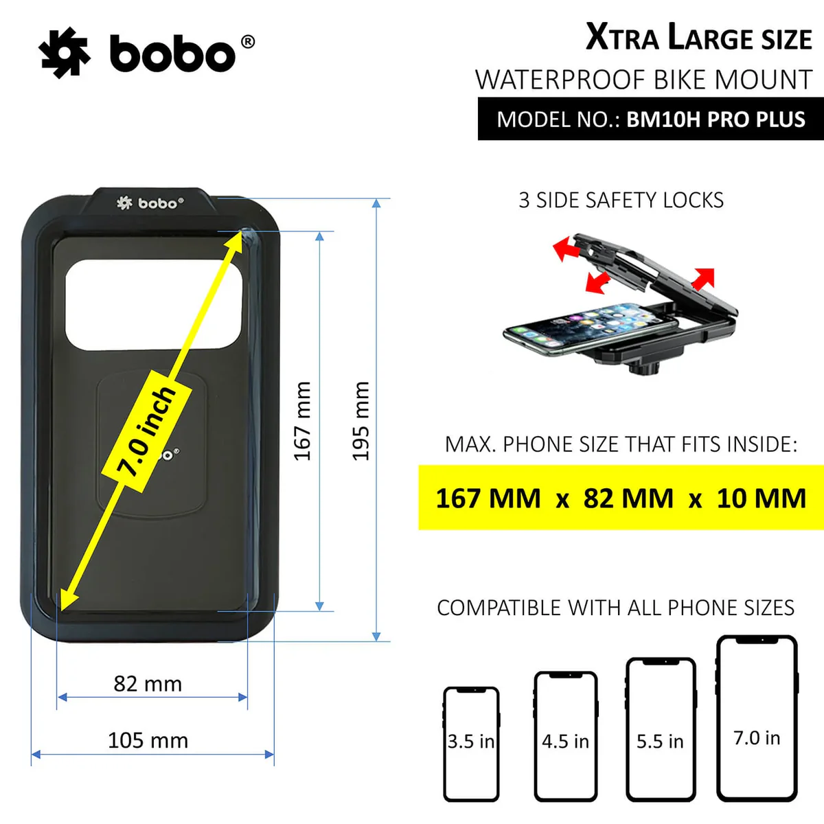 BOBO BM10H/M PRO PLUS Fully Waterproof Bike Phone Holder with PRO PLUS Vibration Damper - Image 3