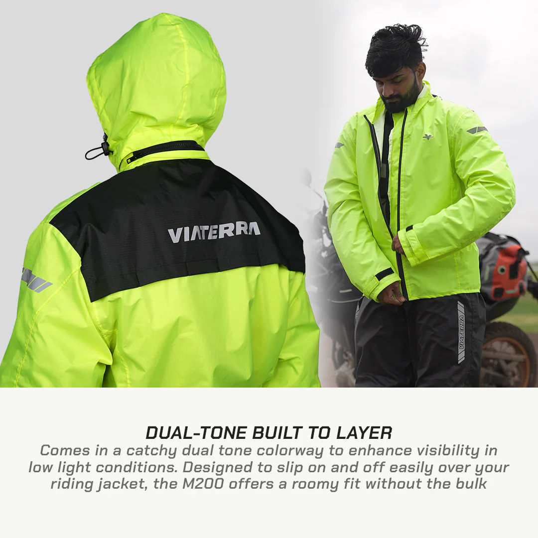 Viaterra M200 Compact Motorcycle Rain Jacket for Urban Monsoon Riding - Image 4