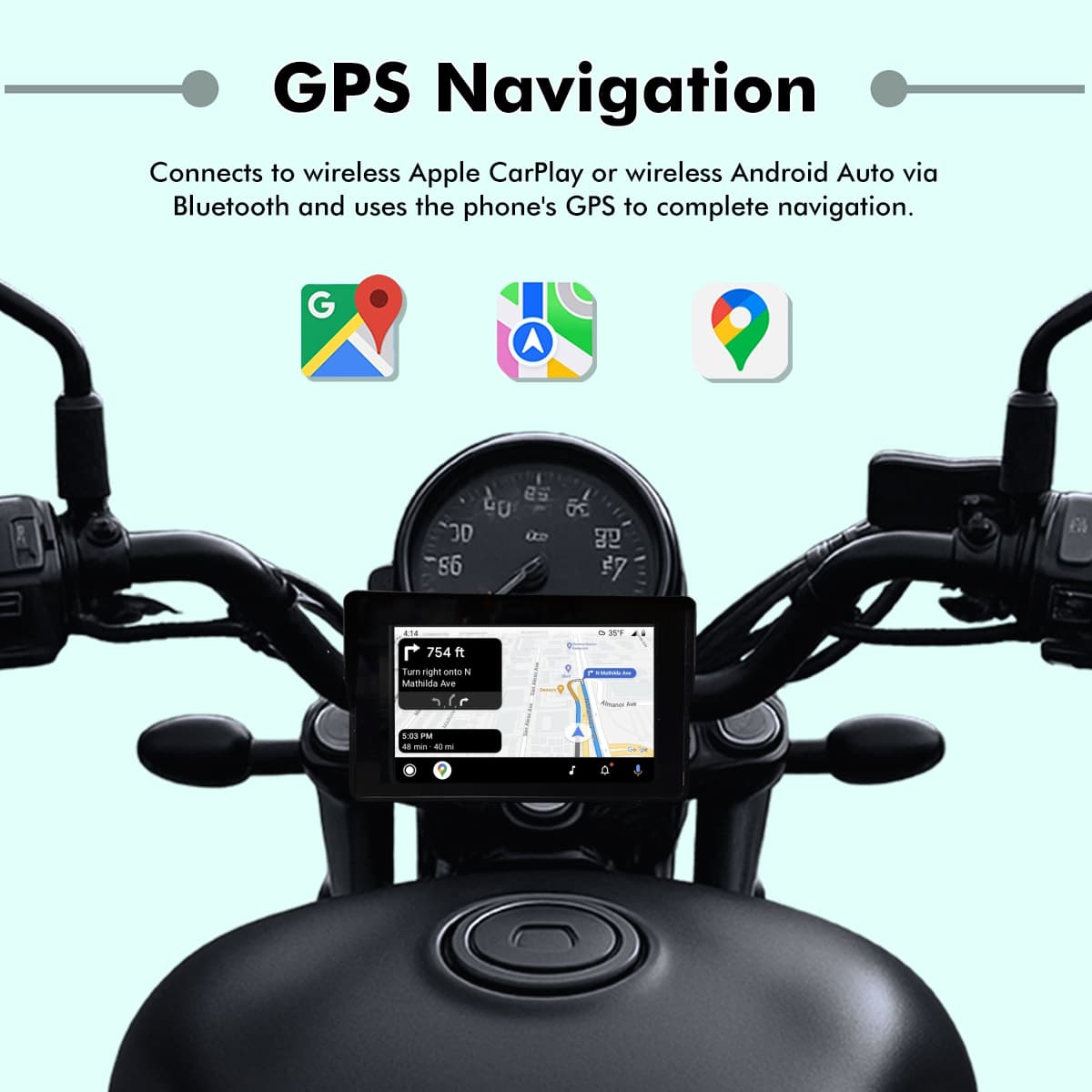Simtac Motorcycle GPS CarPlay & Android Auto System – M2 - Image 2