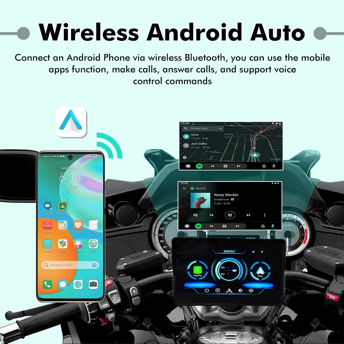 Simtac Motorcycle GPS CarPlay & Android Auto System – M2 - Image 3