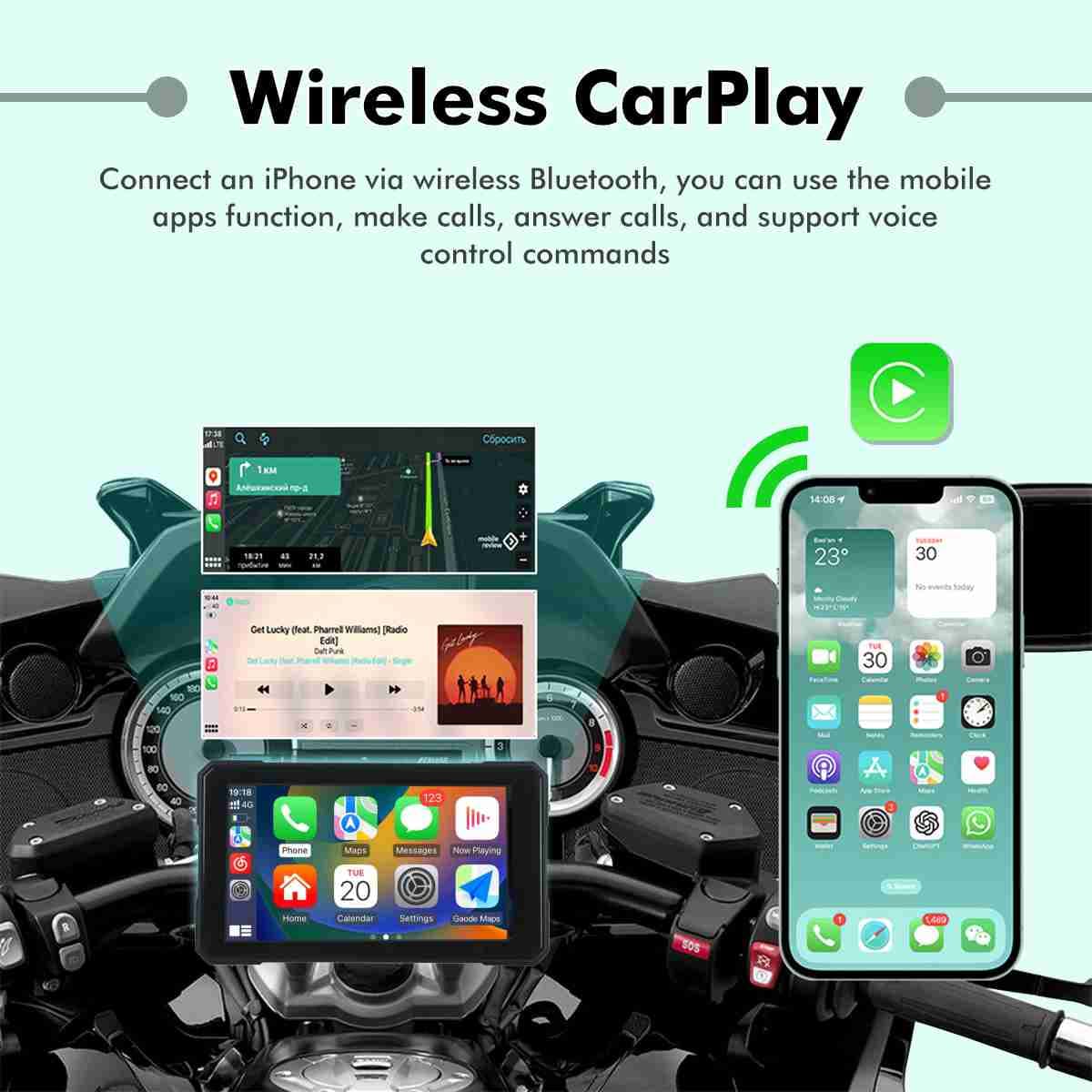 Simtac Quick Detachable Motorcycle GPS CarPlay & Android Auto system – M3 - Image 4