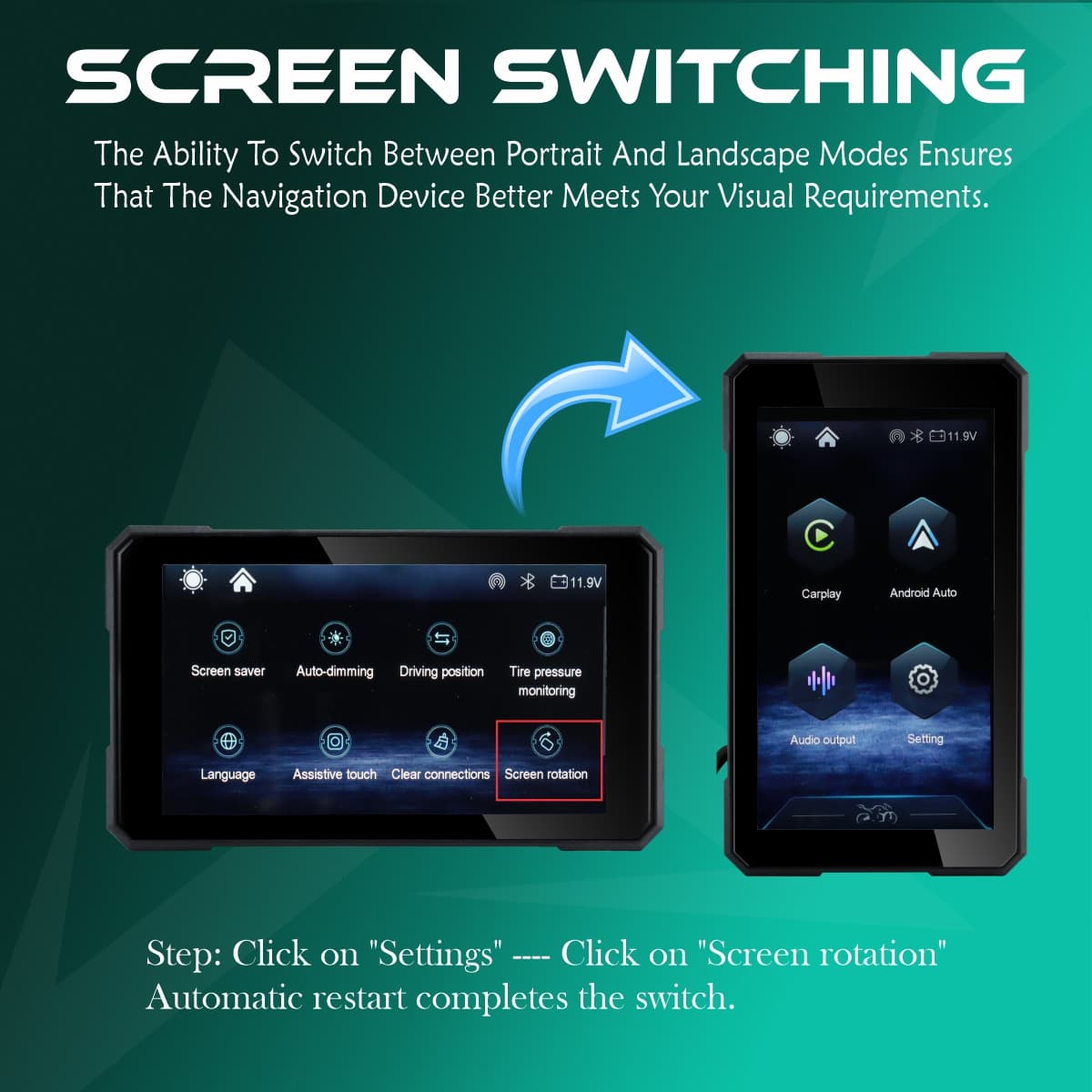 Simtac Quick Detachable Motorcycle GPS CarPlay & Android Auto system – M3 - Image 7